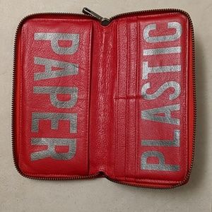 Rebecca Minkoff red leather PAPER/PLASTIC wallet